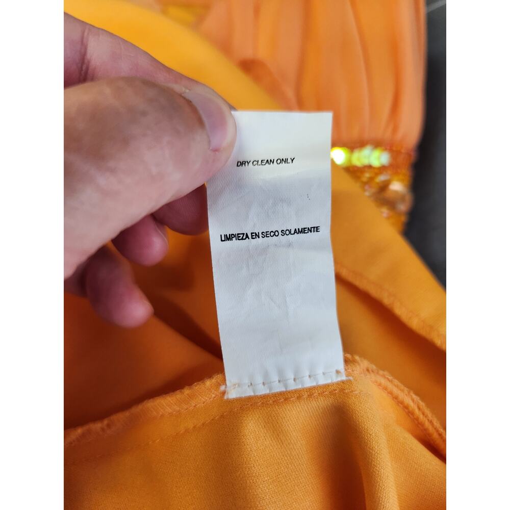 CITY TRIANGLES Chiffon Knee Length Fit Flare Cocktail Dress Women L Orange FLAWS - Picture 6 of 12